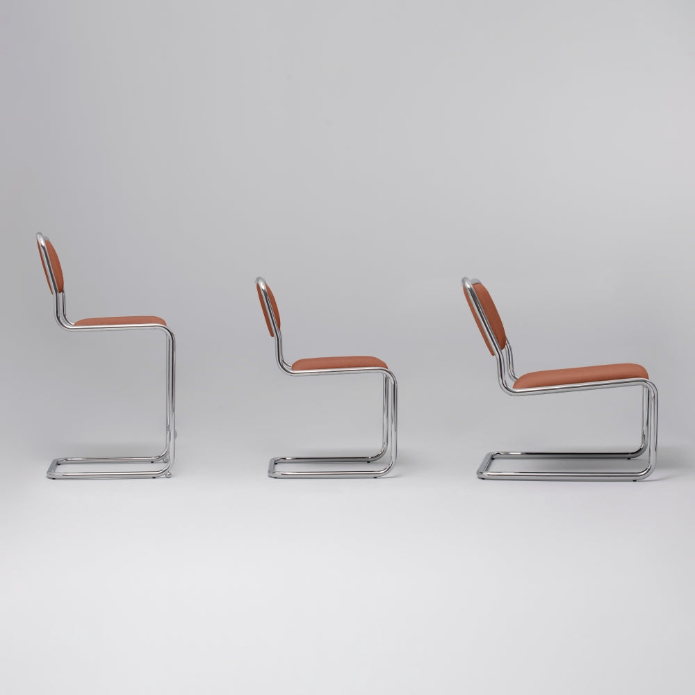 Loop Bar / Counter Stool, Chrome & Clay