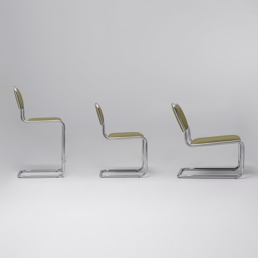 Loop Bar / Counter Stool, Chrome & Moss