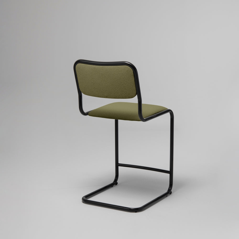 Loop Bar / Counter Stool, Black Gloss & Moss