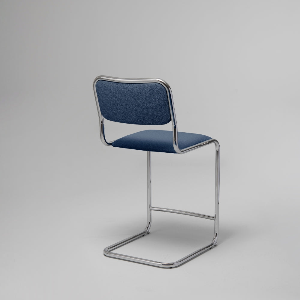 Loop Bar / Counter Stool, Chrome & Blue