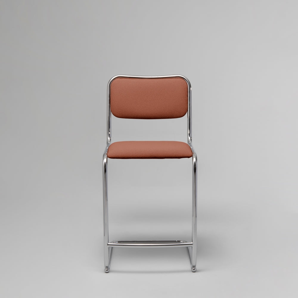 Loop Bar / Counter Stool, Chrome & Clay