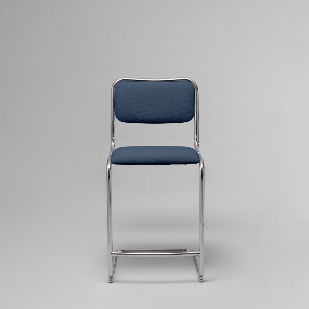 Loop Bar / Counter Stool, Chrome & Blue