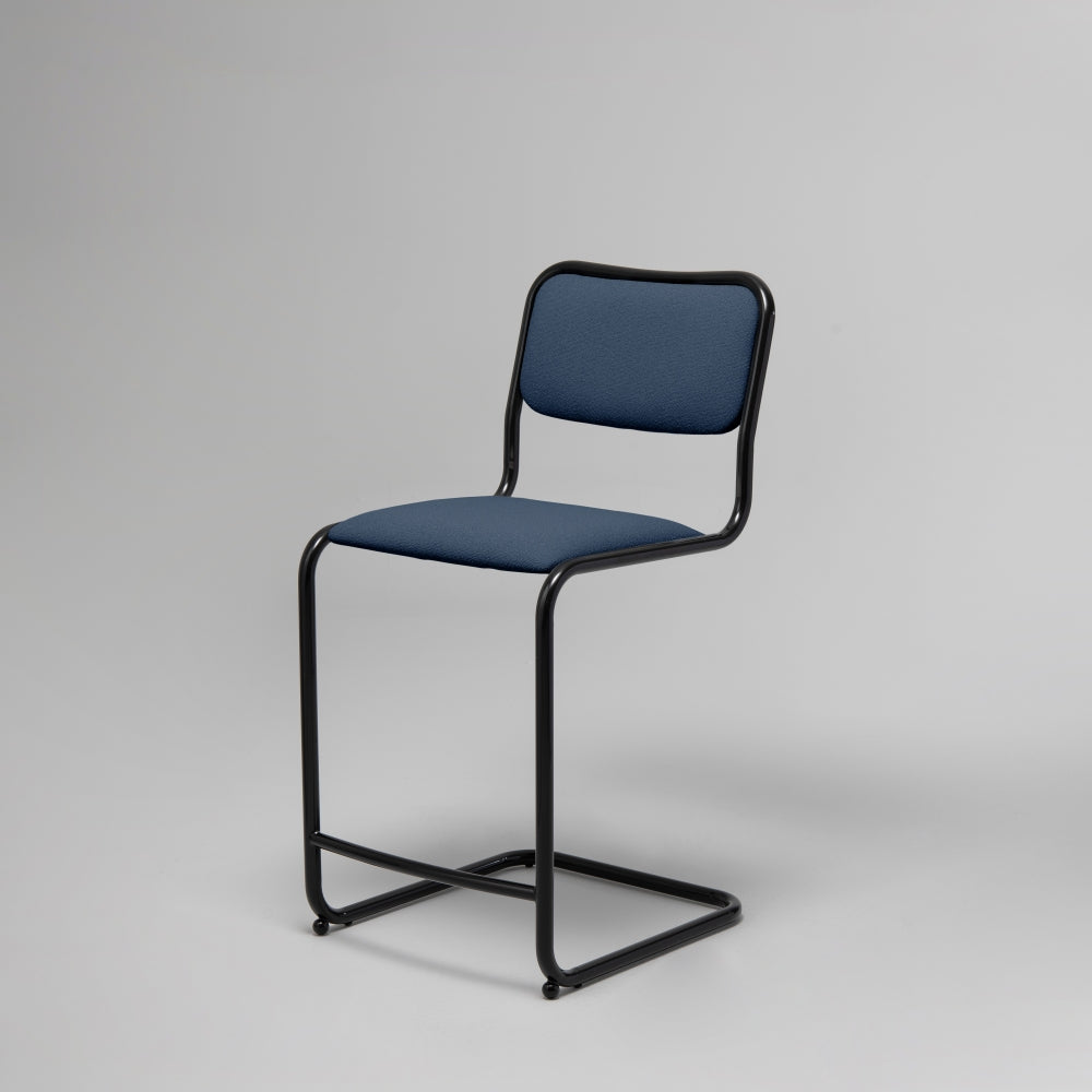 Loop Bar / Counter Stool, Black Gloss & Blue