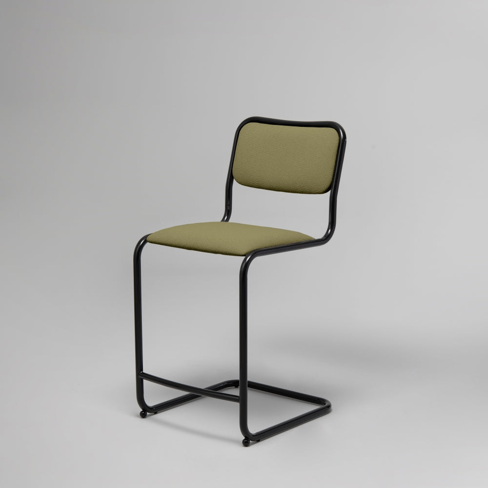 Loop Bar / Counter Stool, Black Gloss & Moss