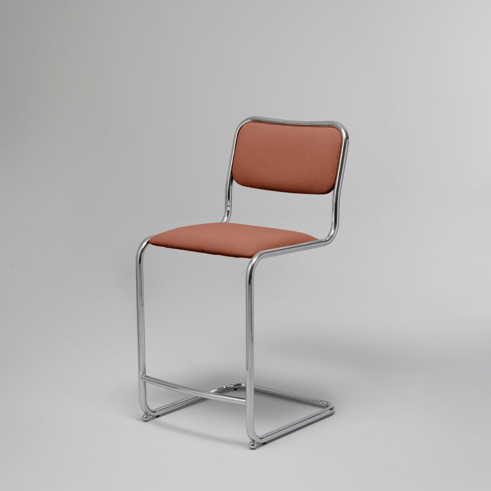 Loop Bar / Counter Stool, Chrome & Clay