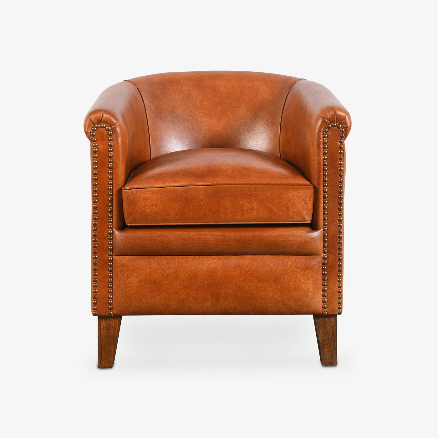 Leather Wood Armchair, Brown, 67x67x74 cm - 1