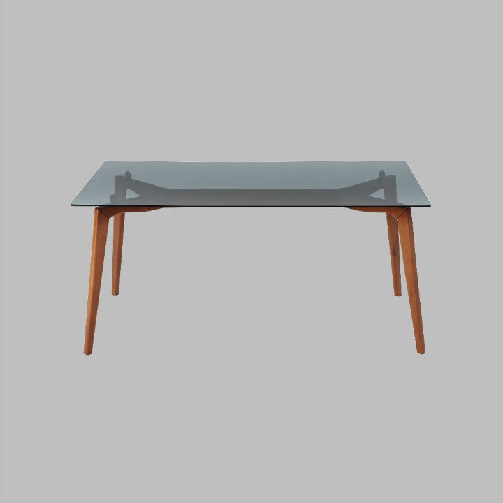 Piet Tempered Glass Dining Table, Wood Dining Tables sazy.com