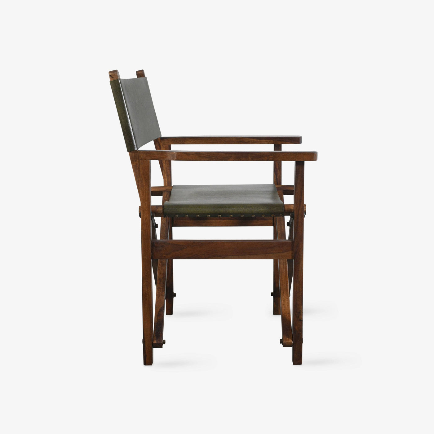 Leather Wooden Armchair, Green, 56x59x84 cm - 3