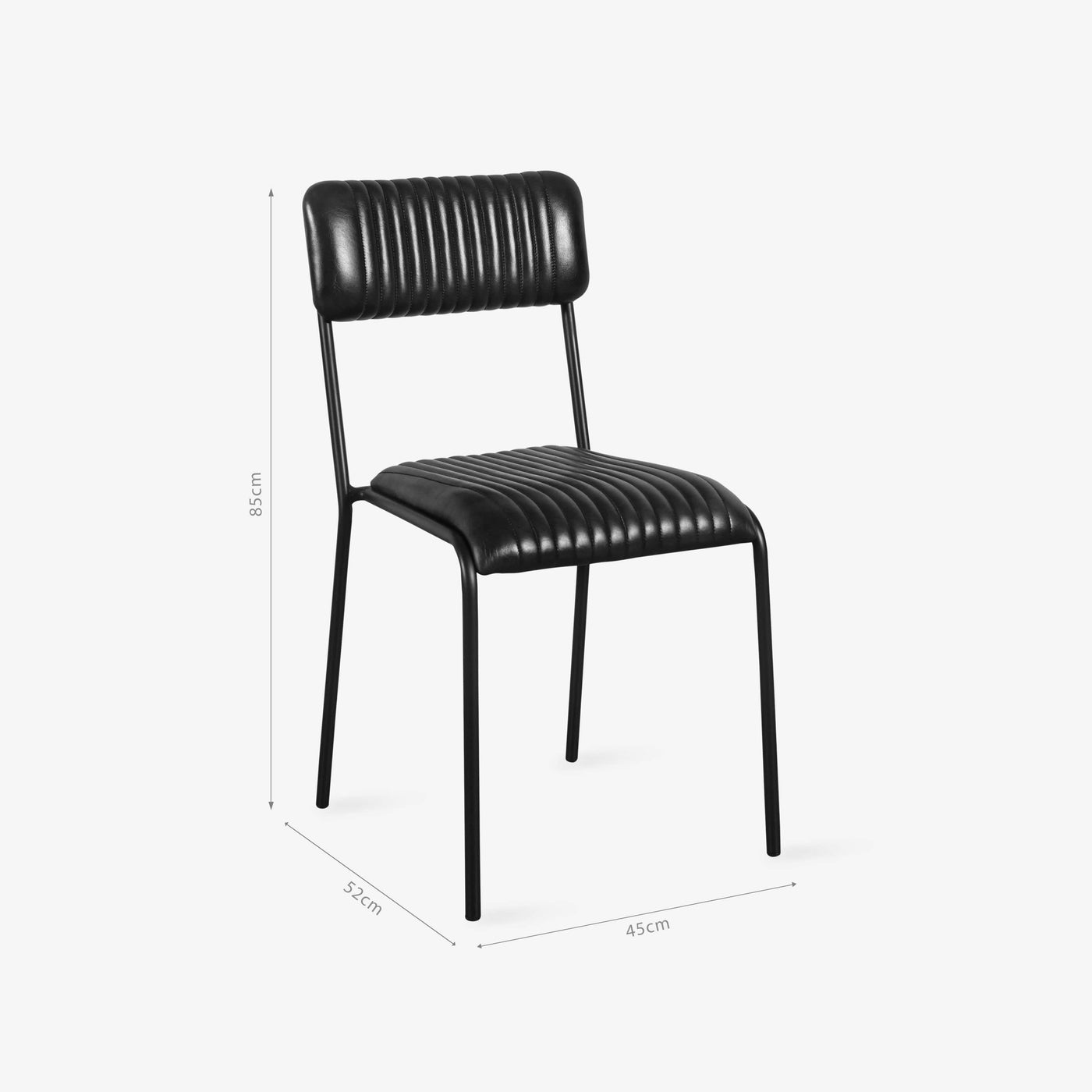 Basil Pleated Leather Dining Chair, Black Dining Chairs & Benches sazy.com