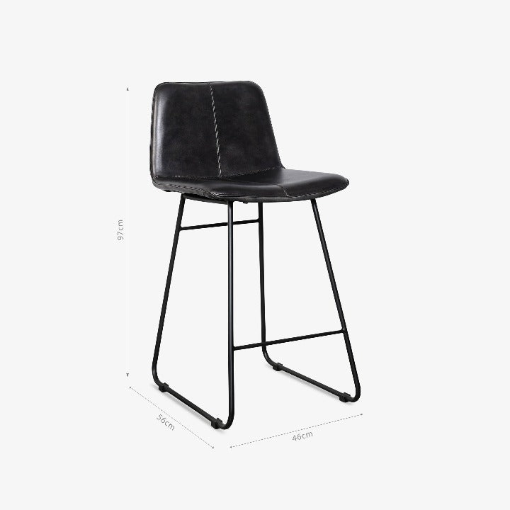 Tuxe Leather Bar Stool, Black Bar Stools sazy.com