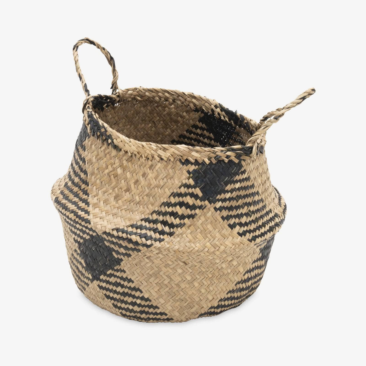 Jane Diamond Weave Seagrass Belly Basket, Natural, L Baskets sazy.com