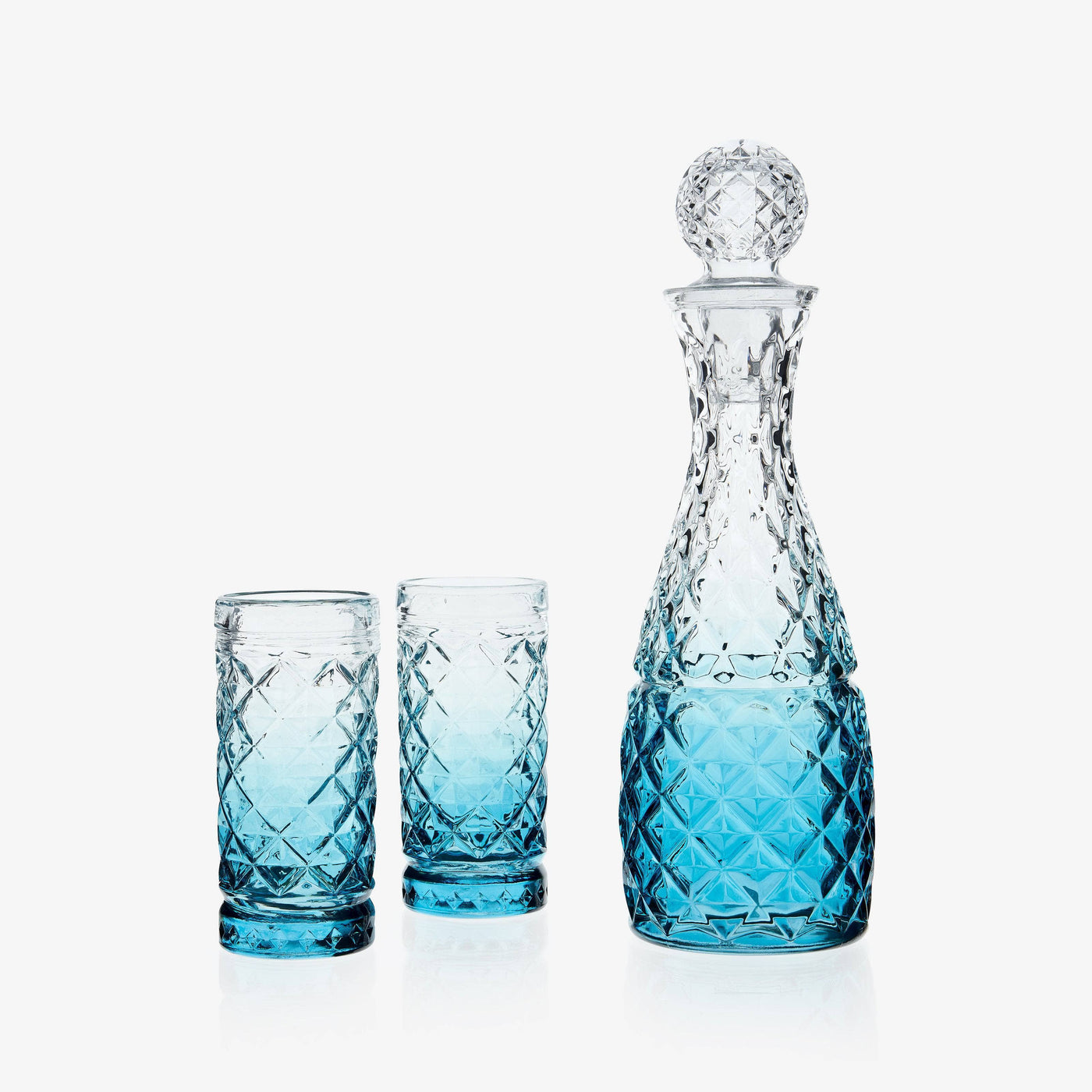 Mavi Carafe with 2 Glass Tumblers, Blue, 870 ml - 1