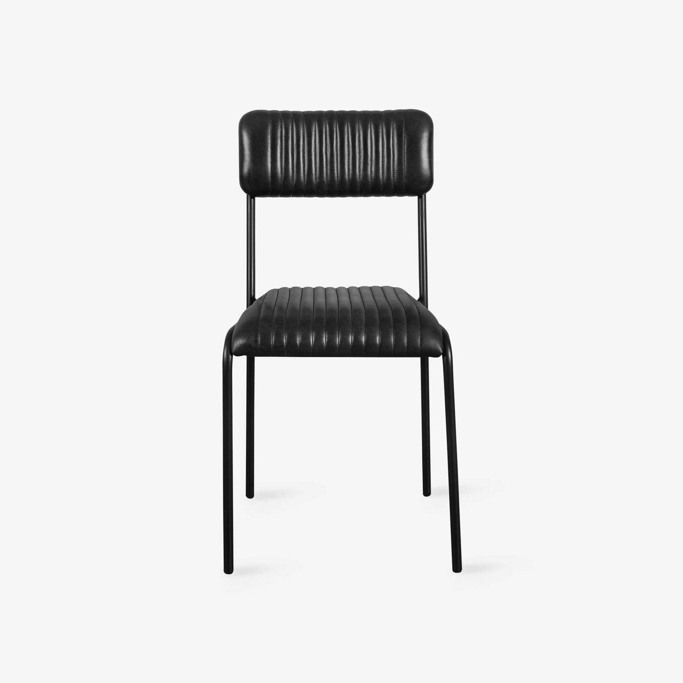 Basil Pleated Leather Dining Chair, Black Dining Chairs & Benches sazy.com