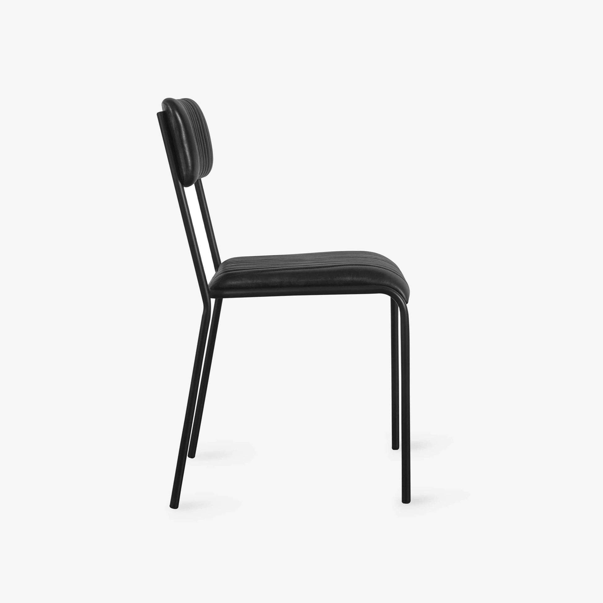 Basil Pleated Leather Dining Chair, Black Dining Chairs & Benches sazy.com