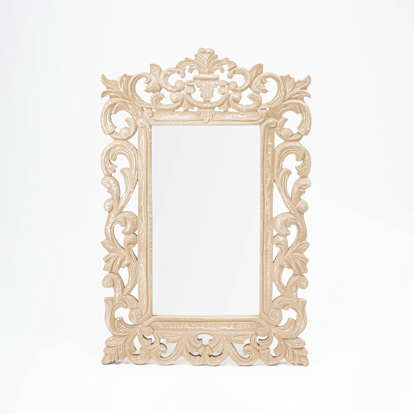 Jolie Rectangular Wooden Mirror, Light Brown, 60x90 cm Mirrors sazy.com