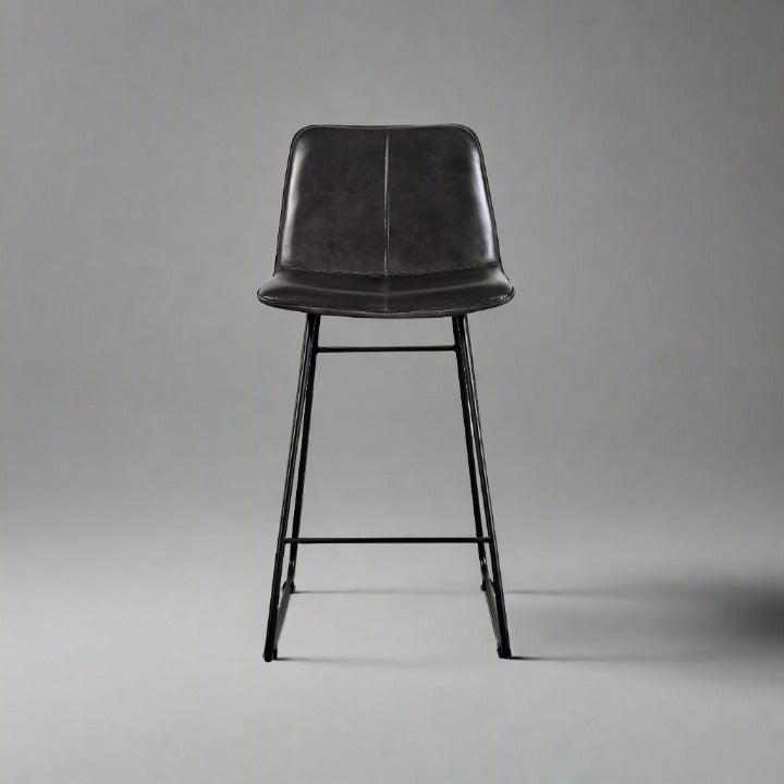 Tuxe Leather Bar Stool, Black Bar Stools sazy.com