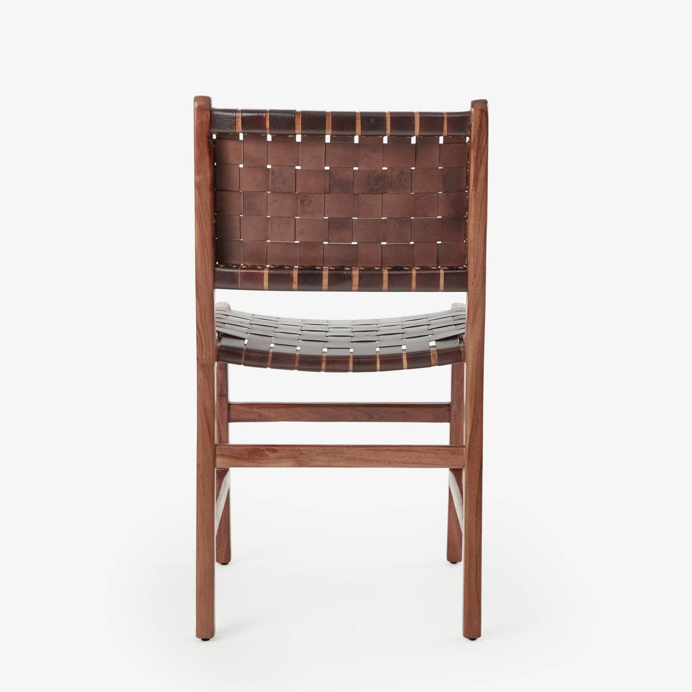 Pomero Woven Leather Dining Chair, Brown Dining Chairs & Benches sazy.com