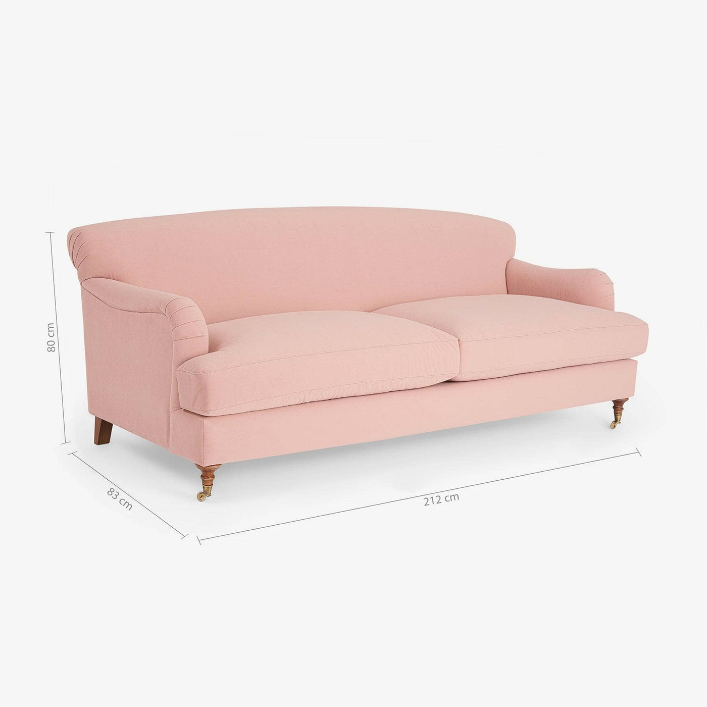 Emin 3 Seater Velvet Sofa, Blush Pink 3 Seater Sofas sazy.com