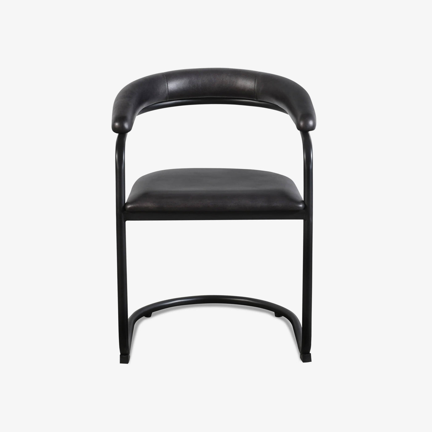 Leather Iron Accent Chair, Black, 53x61x80 cm - 1