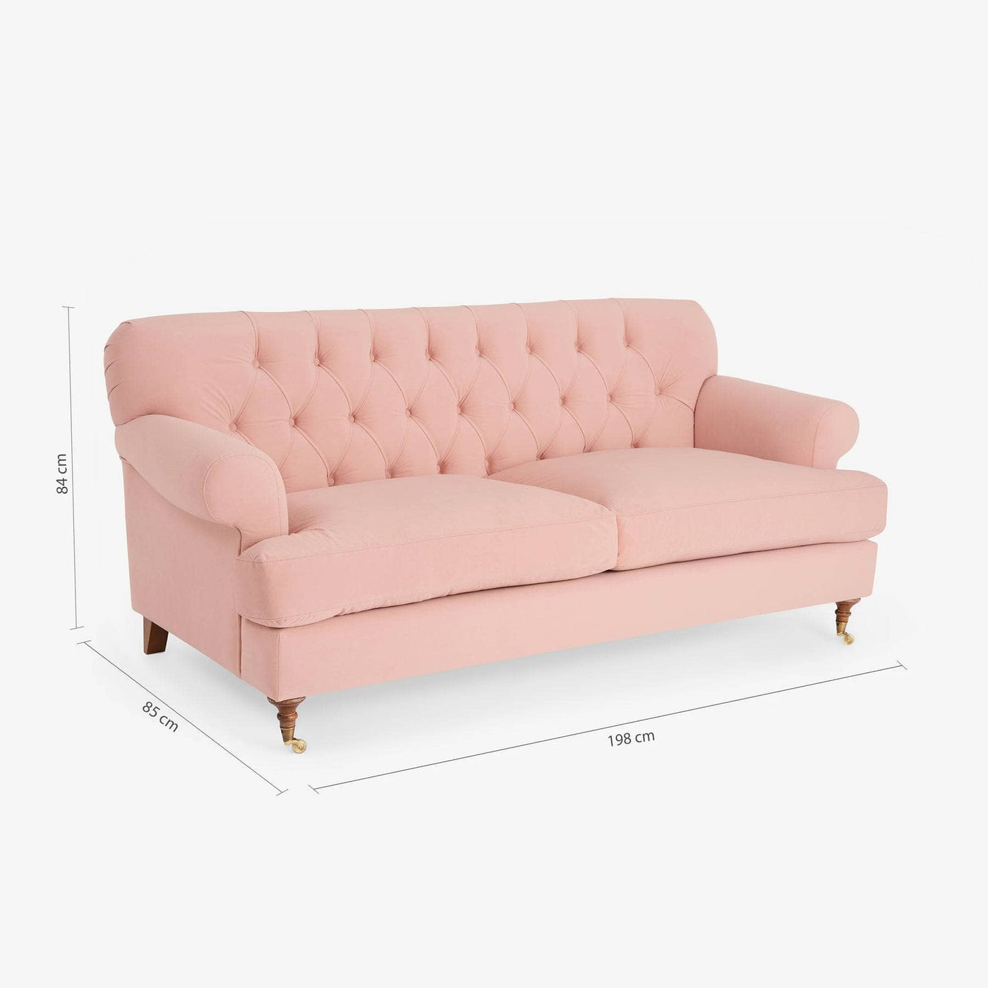 Frieda 2 Seater Velvet Sofa, Blush Pink - 2
