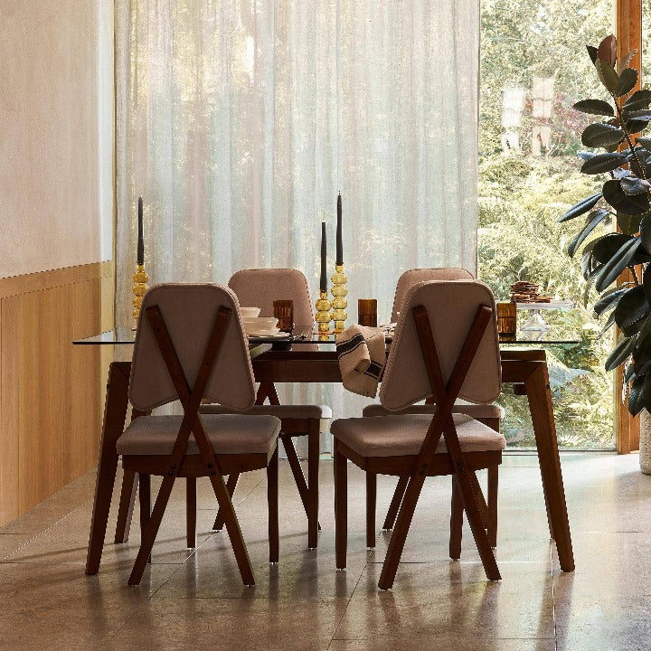 Marcel Glass Dining Table, Wood Dining Tables sazy.com