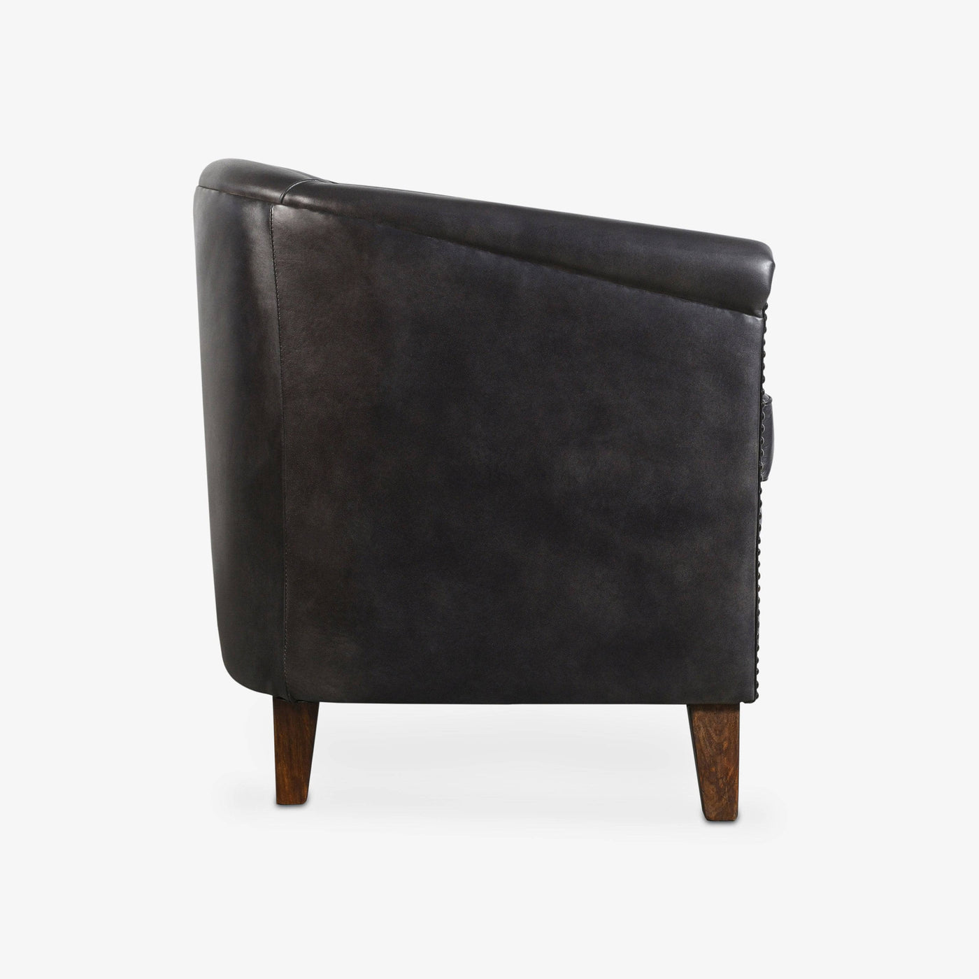 Leather Wood Armchair, Black, 67x67x74 cm - 3