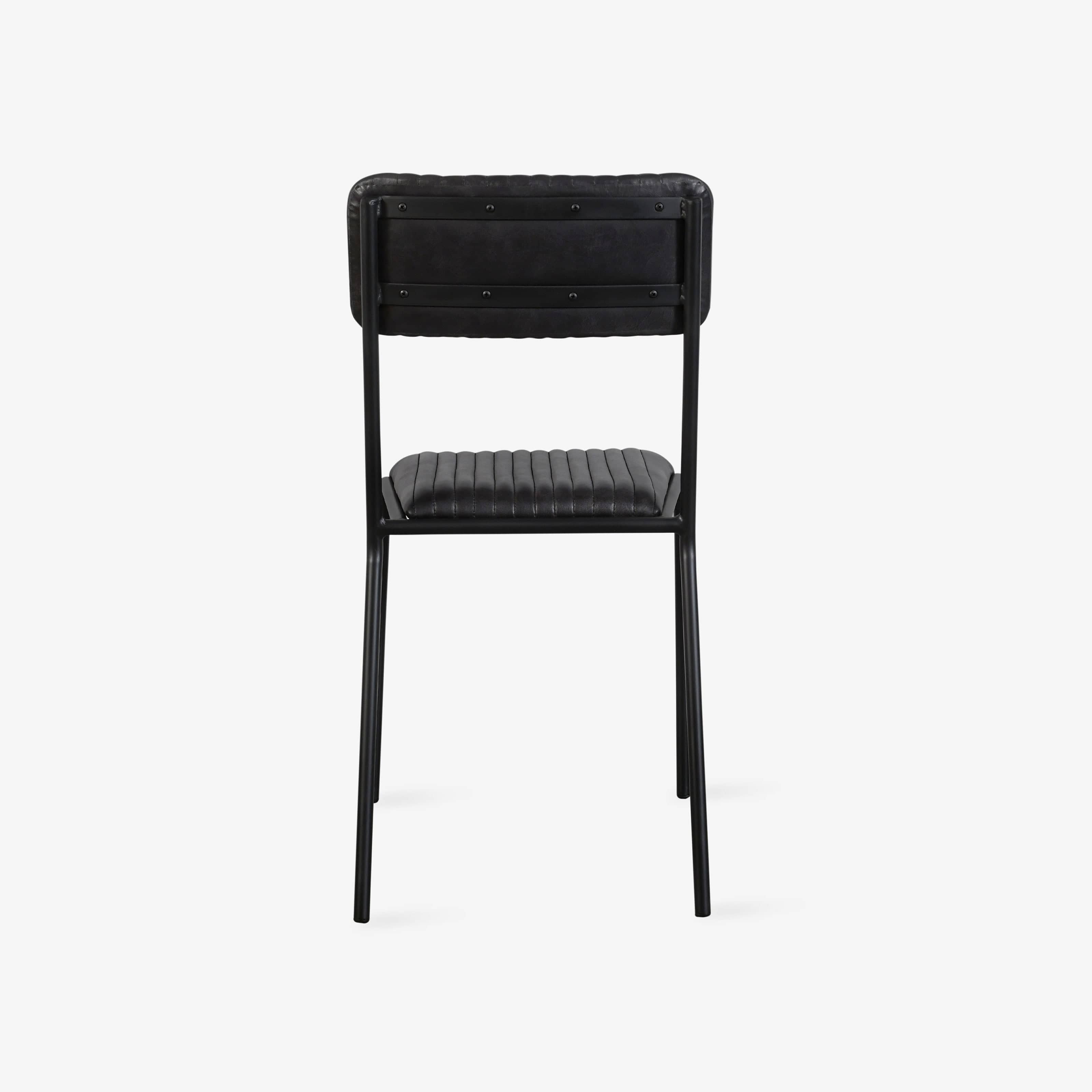 Basil Pleated Leather Dining Chair, Black Dining Chairs & Benches sazy.com