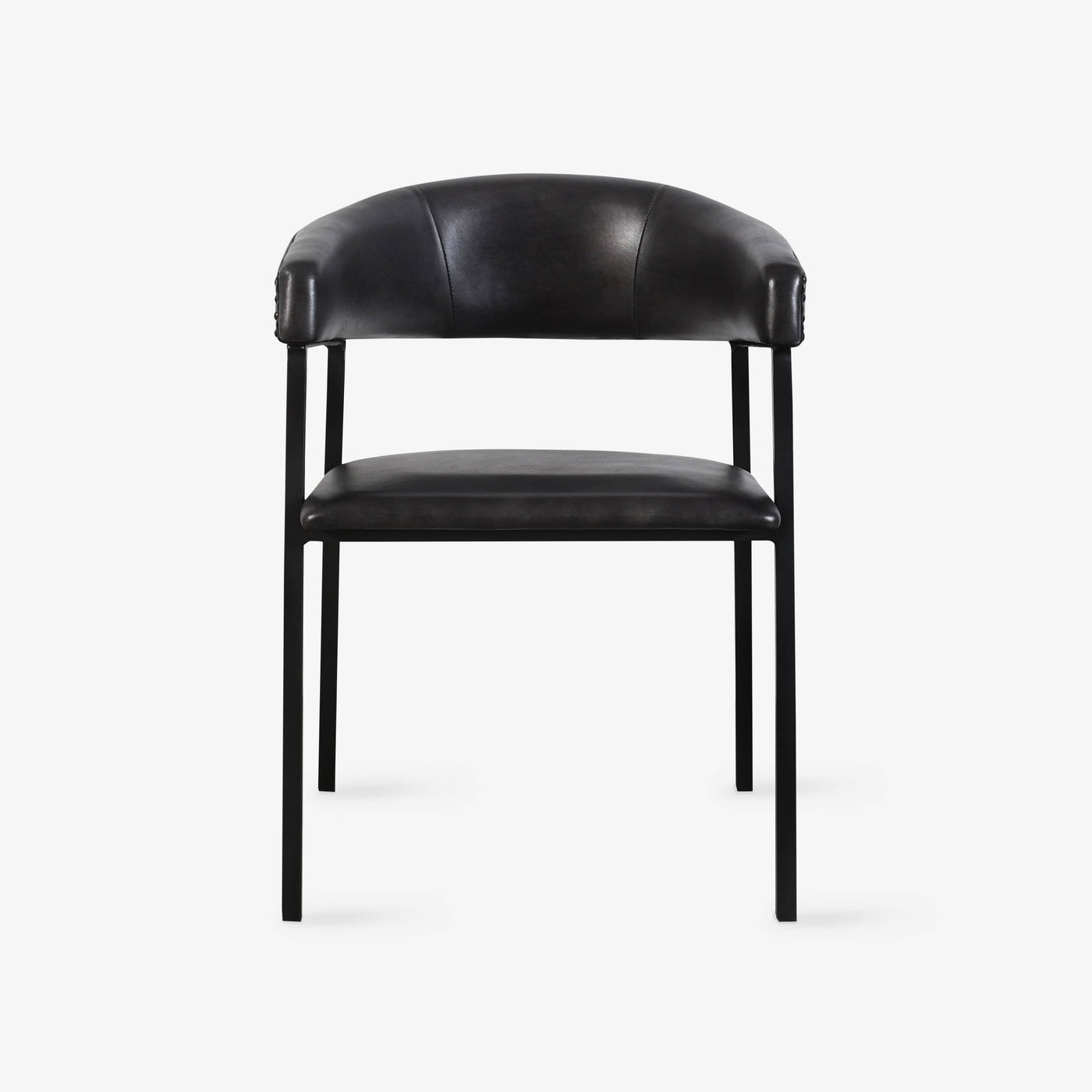 Iron Leather Accent Chair, Black, 54x58x74 cm - 1