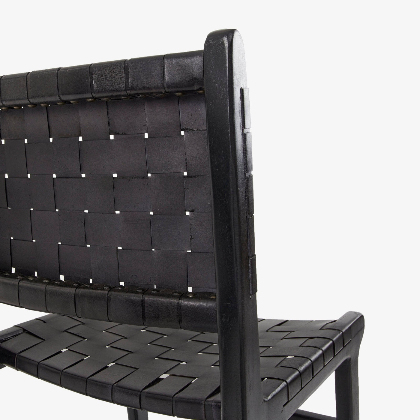 Pomero Woven Leather Dining Chair, Black Dining Chairs & Benches sazy.com