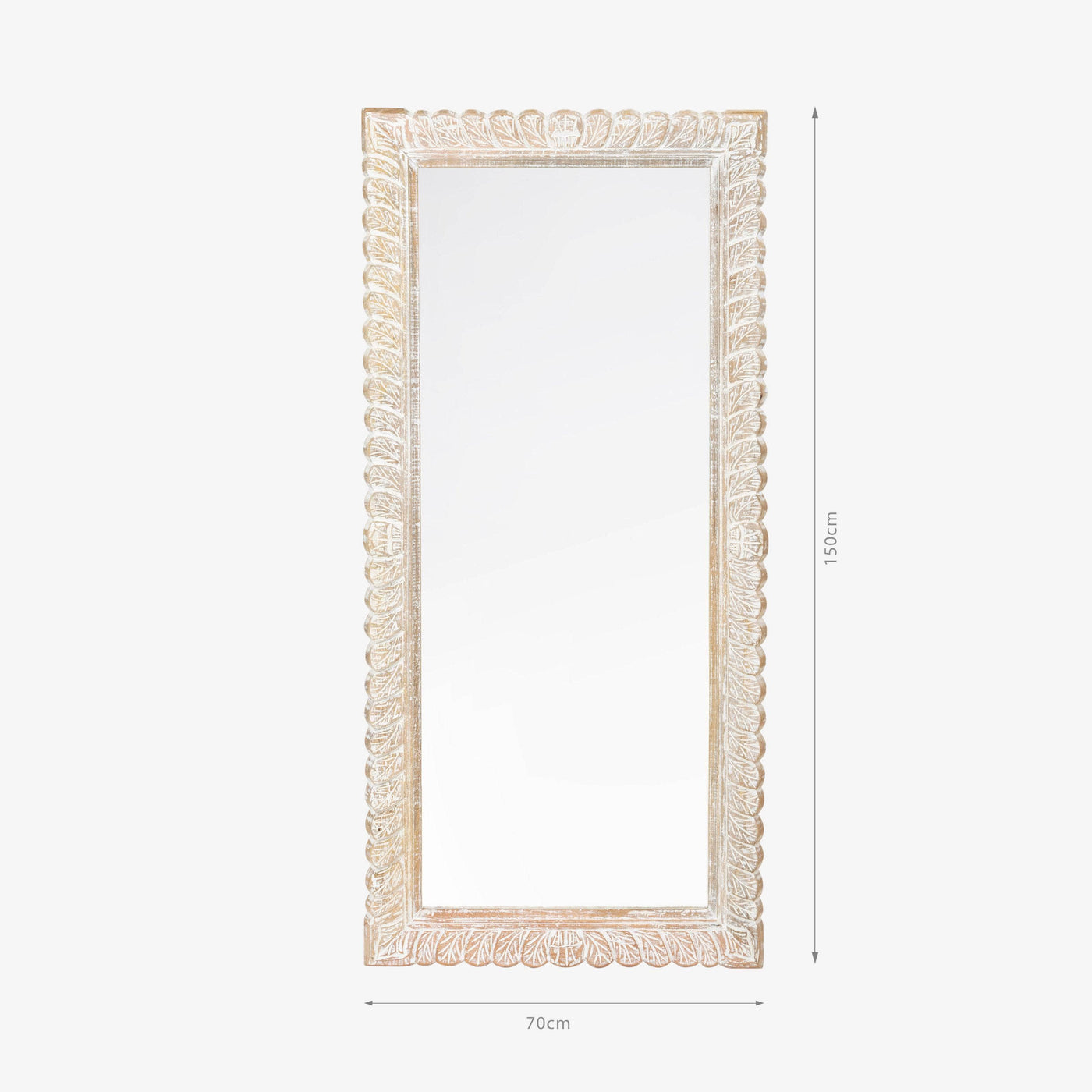 Jules Wooden Floor Mirror, Off-White, 70x150 cm - 2