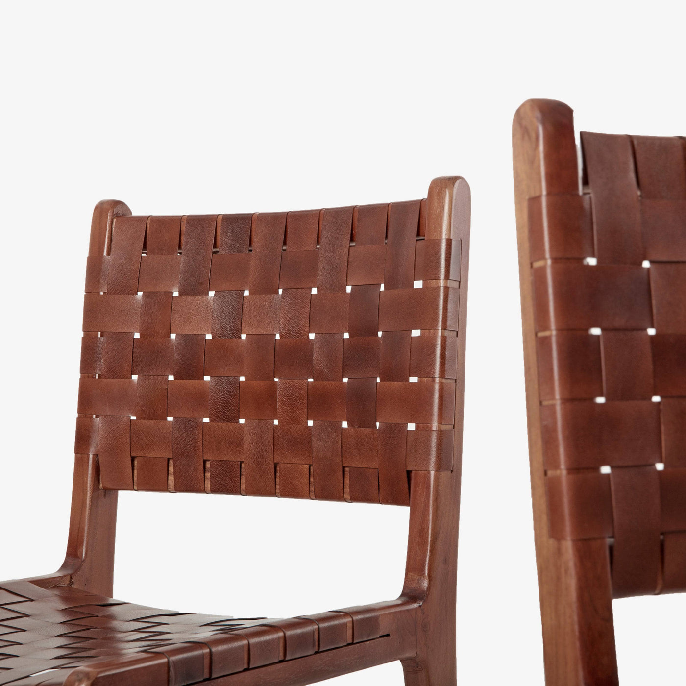 Pomero Woven Leather Dining Chair, Tan Dining Chairs & Benches sazy.com