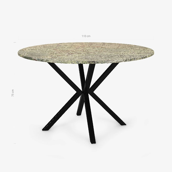 Rainforest Marble - Metal Large Dining Table, Black - Green - Brown Dining Tables sazy.com