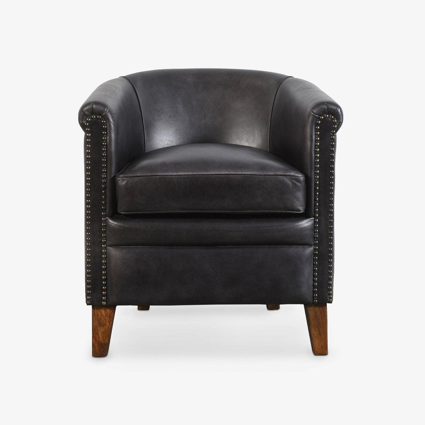 Leather Wood Armchair, Black, 67x67x74 cm - 1