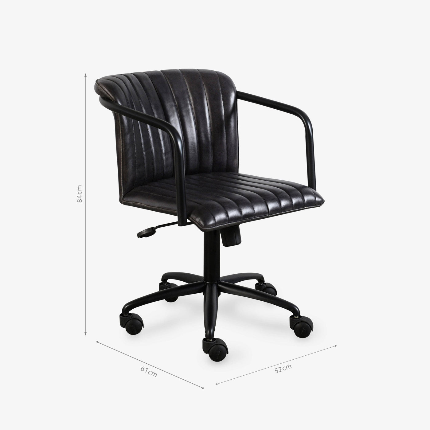 Ivo Leather Office Chair, Black - 2
