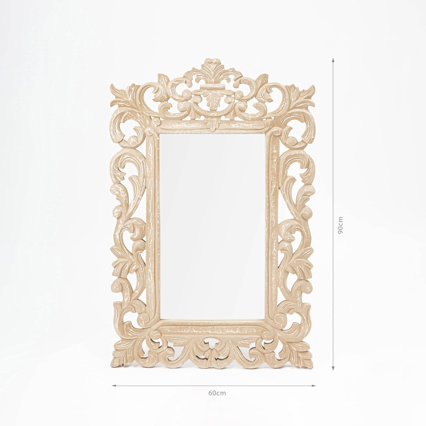 Jolie Rectangular Wooden Mirror, Light Brown, 60x90 cm Mirrors sazy.com