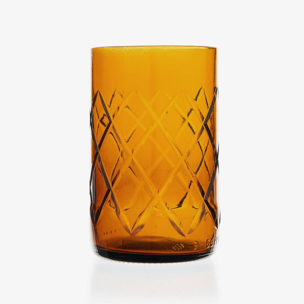 Berbero Set of 6 Diamond Glass Tumblers No.1, Brown, 280 ml Glasses & Tumblers sazy.com