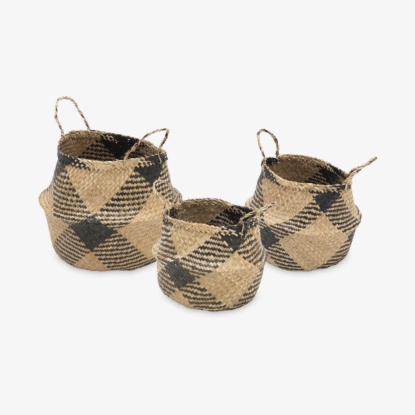 Jane Diamond Weave Seagrass Belly Basket, Natural, L Baskets sazy.com