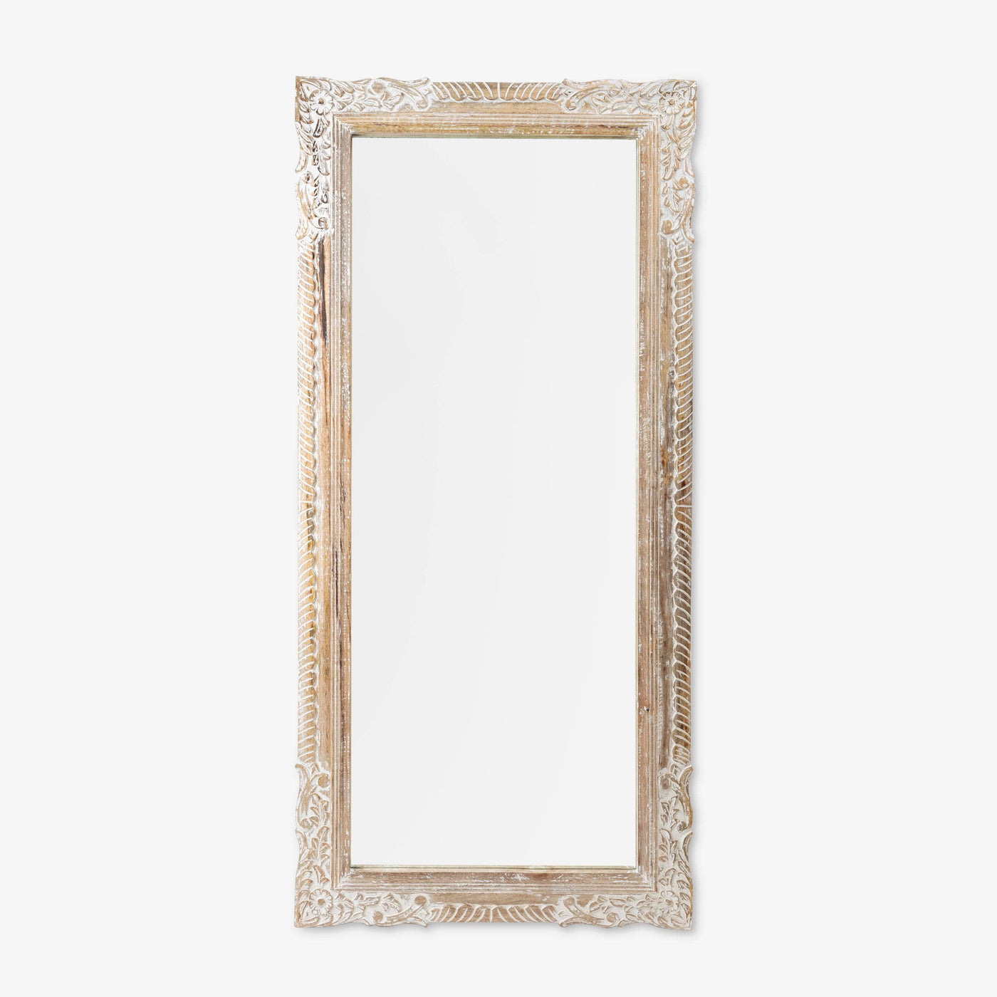Halo Wooden Floor Mirror, Off-White, 70x150 cm - 1