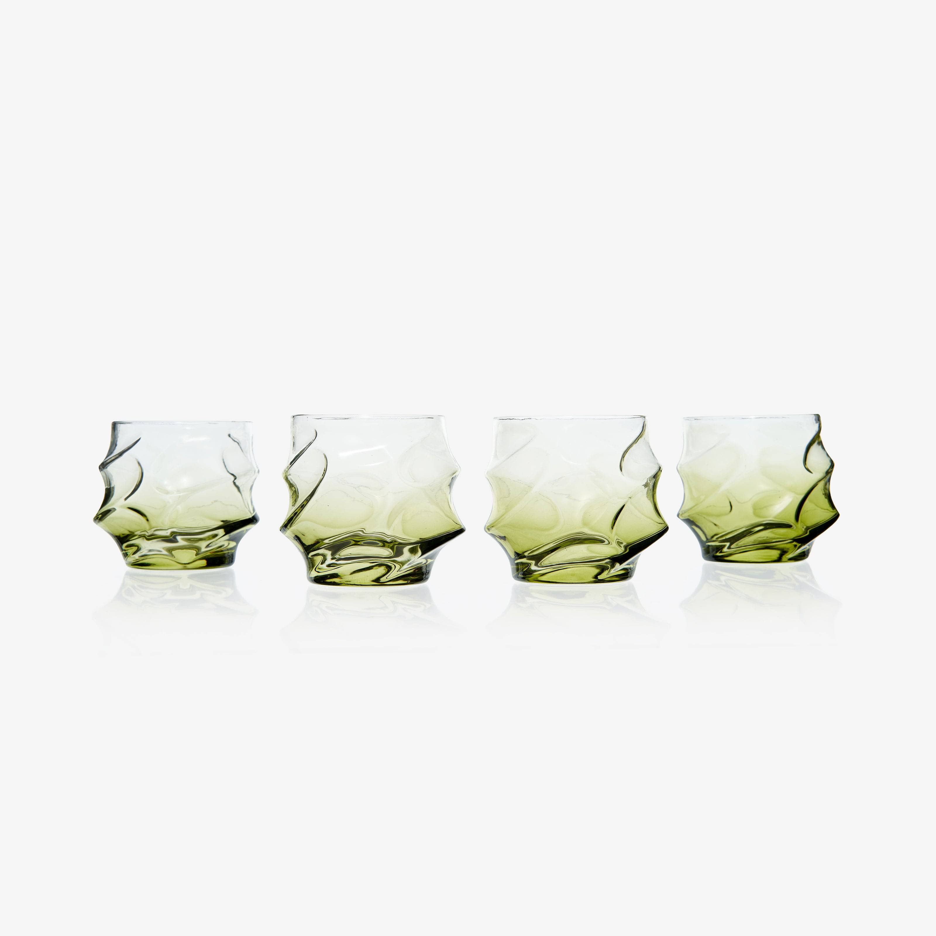 Koyo Set of 4 Glass Tumblers, Green, 330 ml - 1