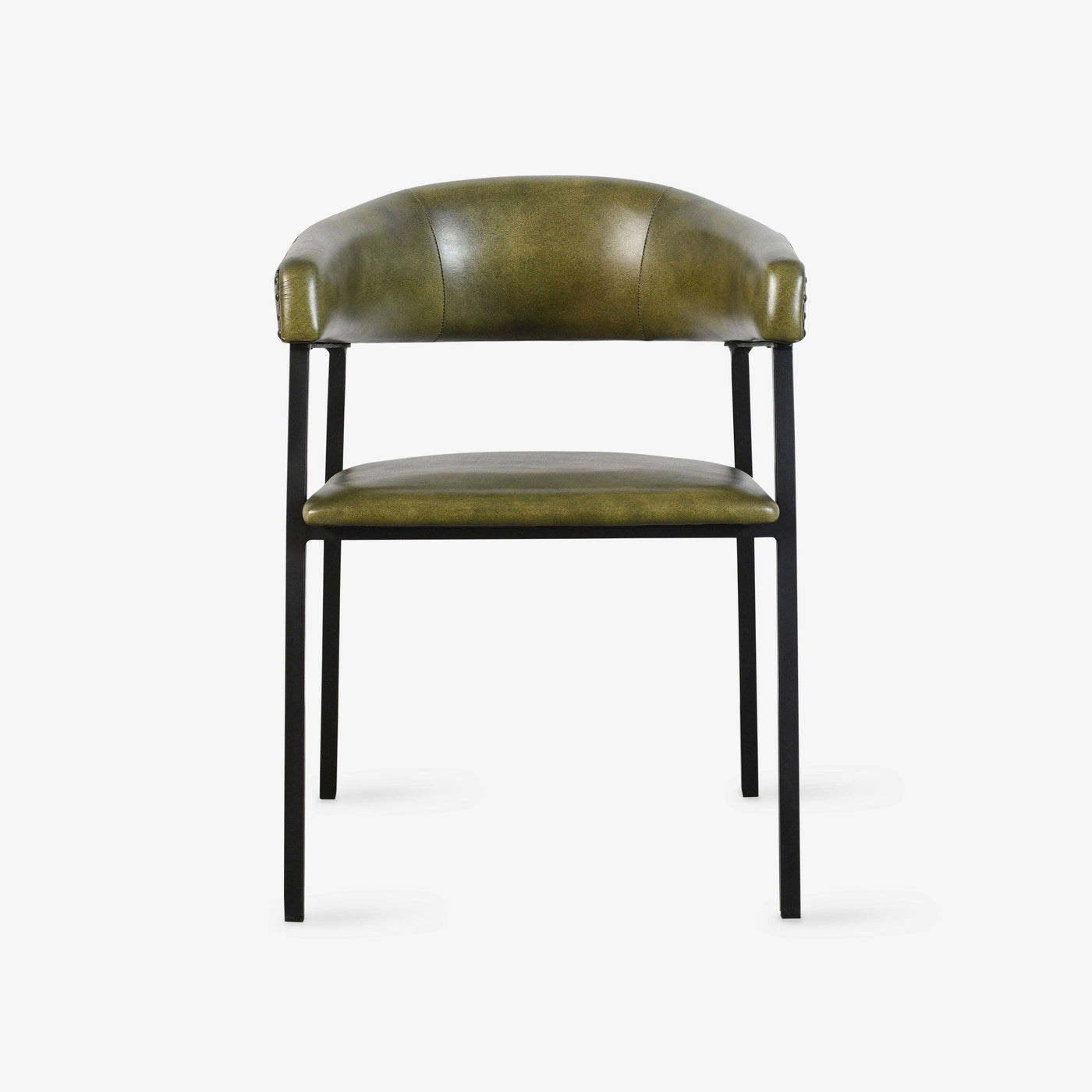 Iron Leather Accent Chair, Green, 54x58x74 cm - 1