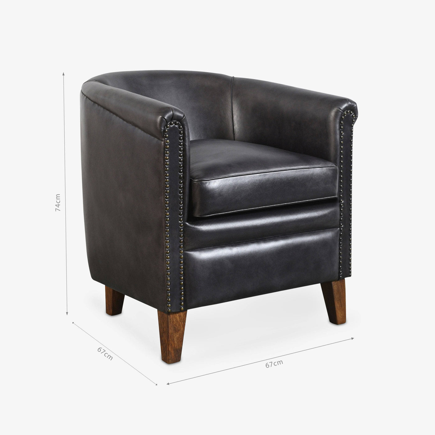 Watson Leather Armchair, Black - 2