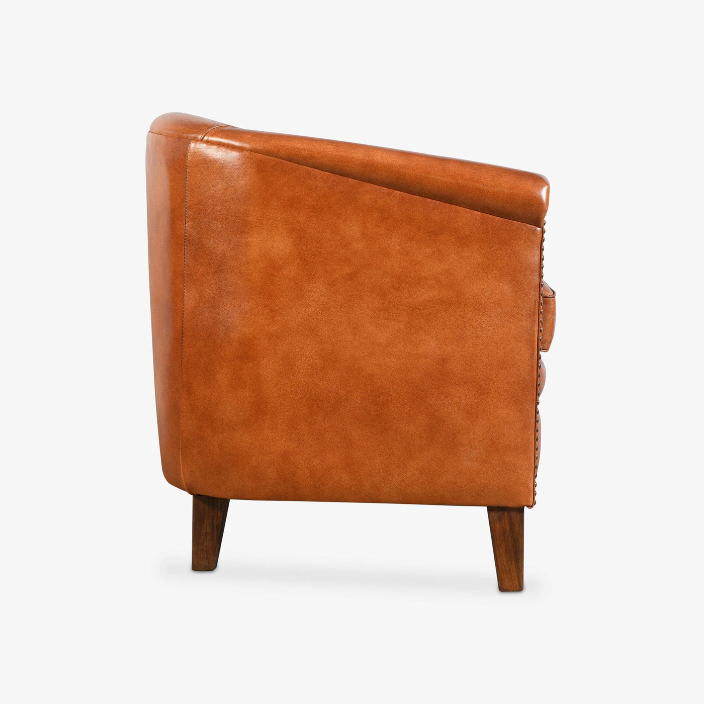 Leather Wood Armchair, Brown, 67x67x74 cm - 3