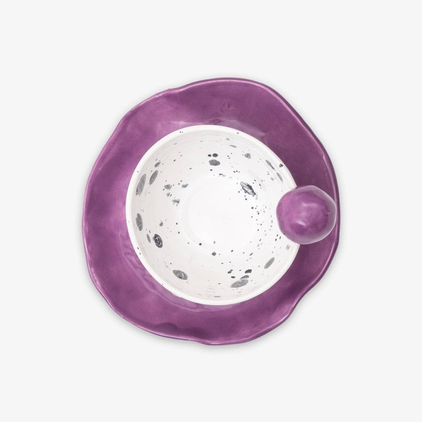 Handmade Polka Cup and Saucer, Purple, 210 ml - 5
