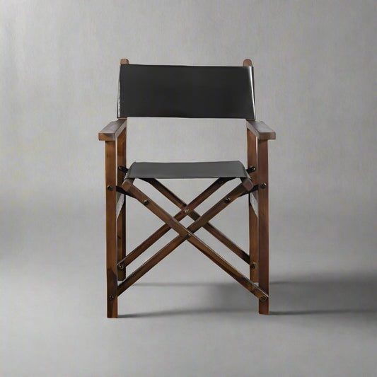 Rafe Leather Director’s Chair, Black Armchairs sazy.com