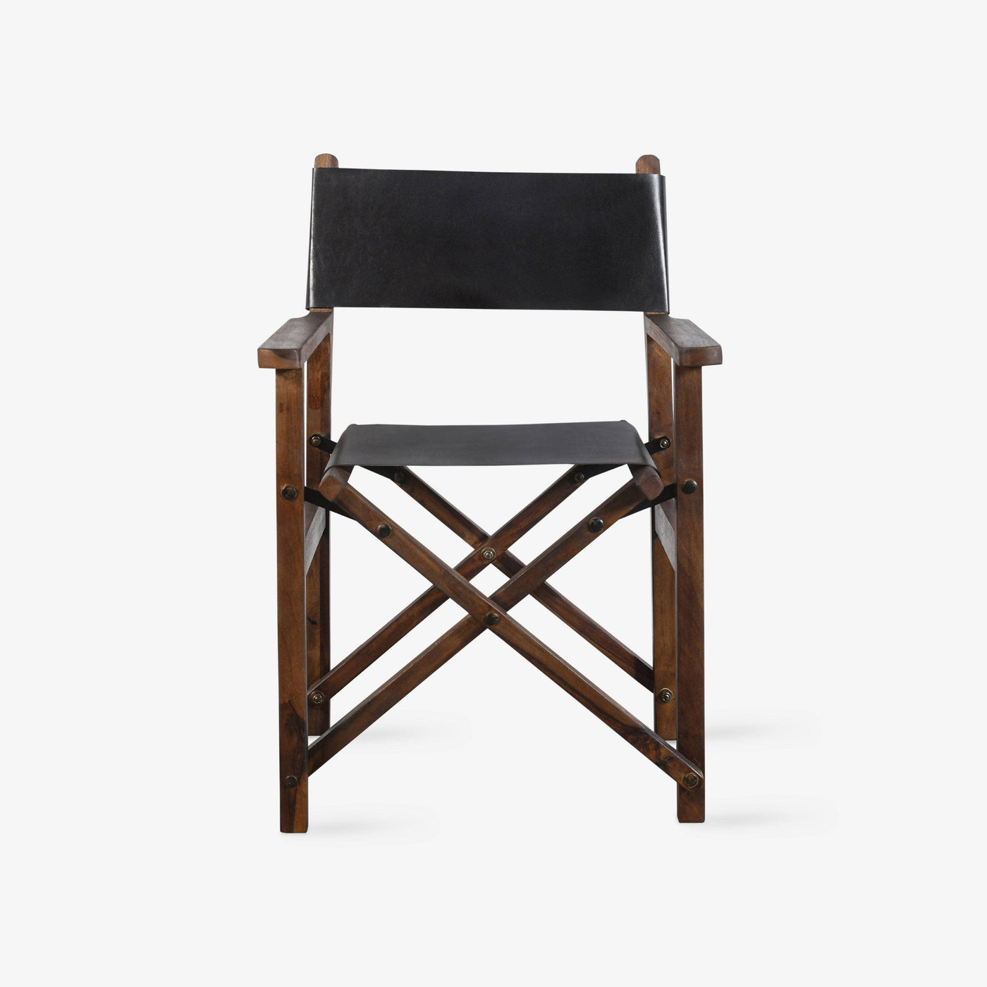 Leather Wooden Armchair, Black, 56x59x84 cm - 1