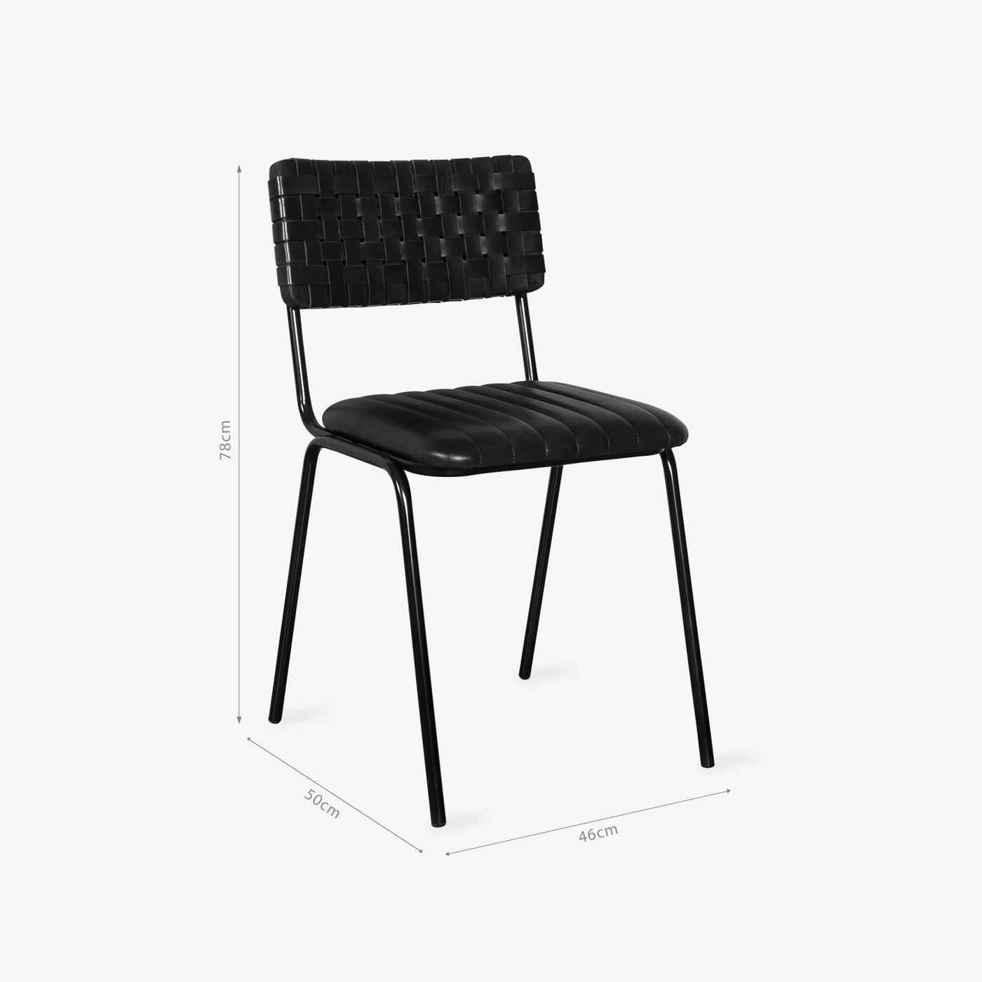 Algar Woven Leather Dining Chair, Black Dining Chairs & Benches sazy.com