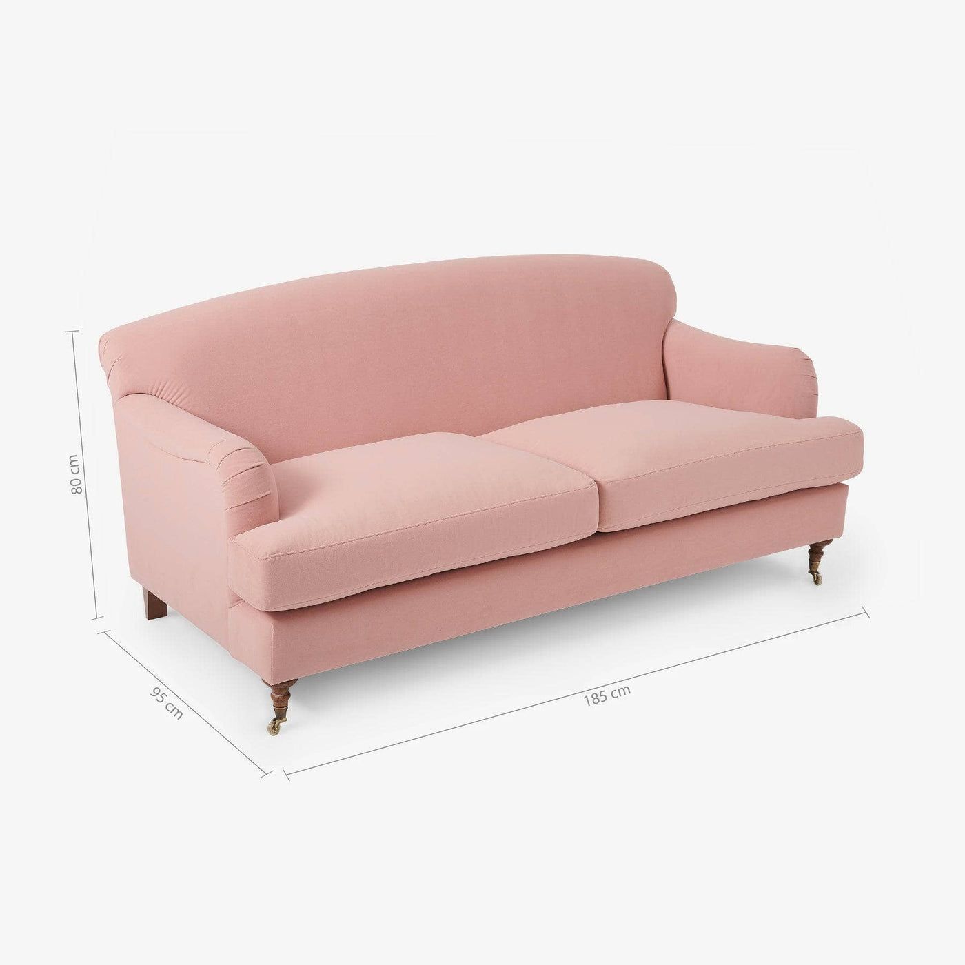 Emin 2 Seater Velvet Sofa, Blush Pink - 2