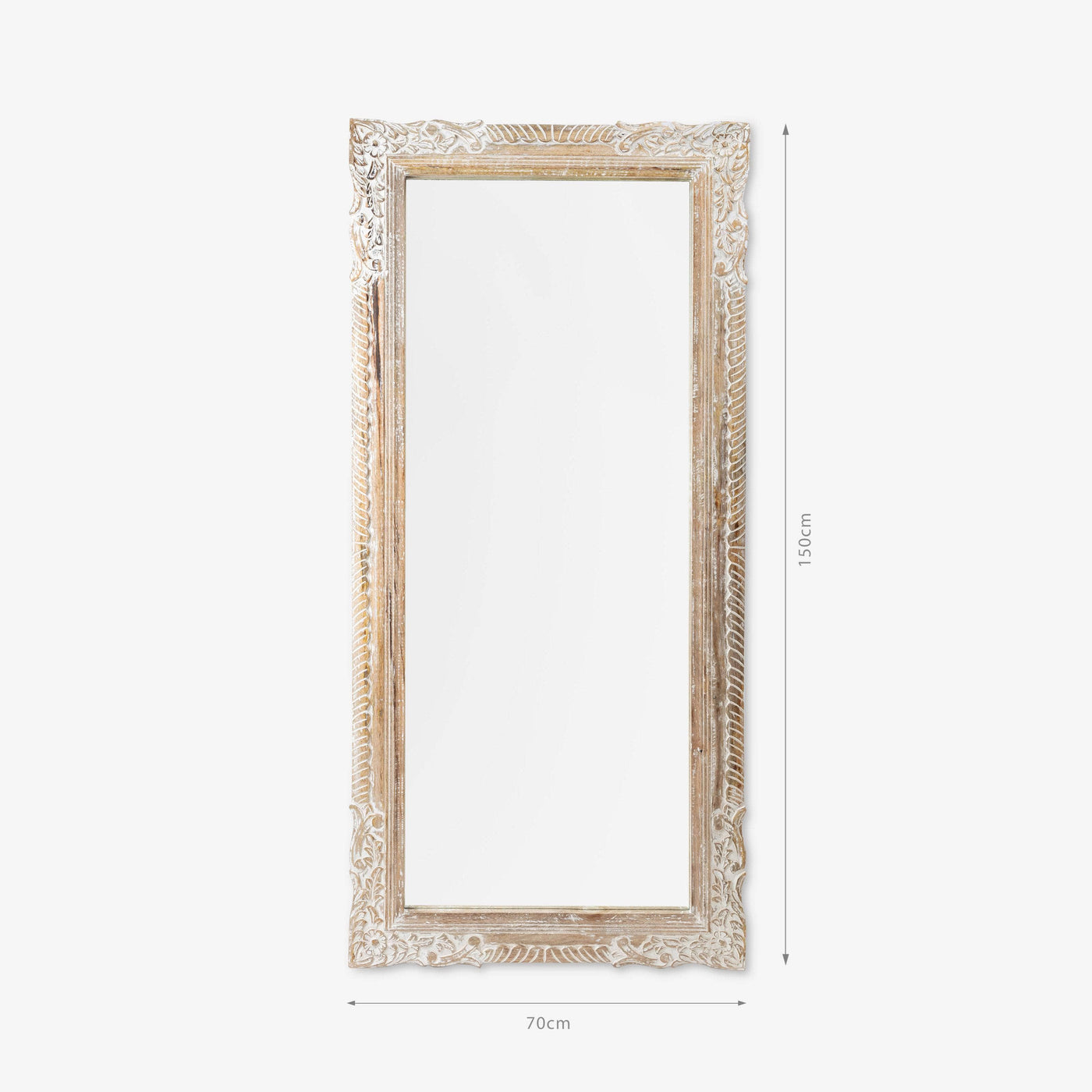 Halo Wooden Floor Mirror, Off-White, 70x150 cm - 2