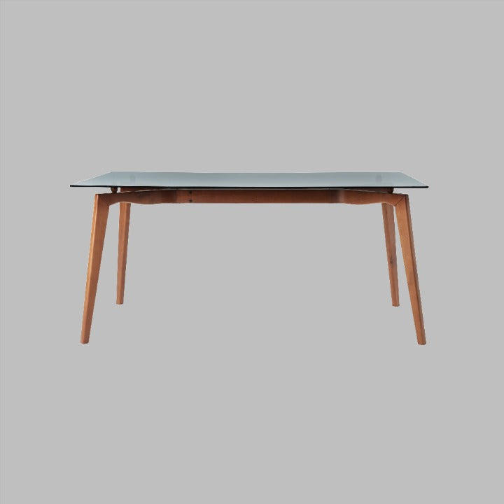 Piet Tempered Glass Dining Table, Wood Dining Tables sazy.com