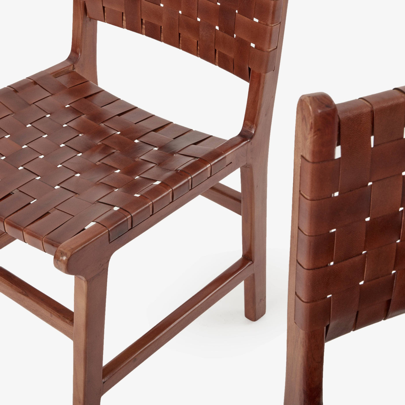 Pomero Woven Leather Dining Chair, Tan Dining Chairs & Benches sazy.com